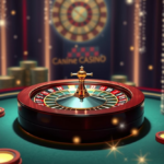 Roulette wheel on a casino table.