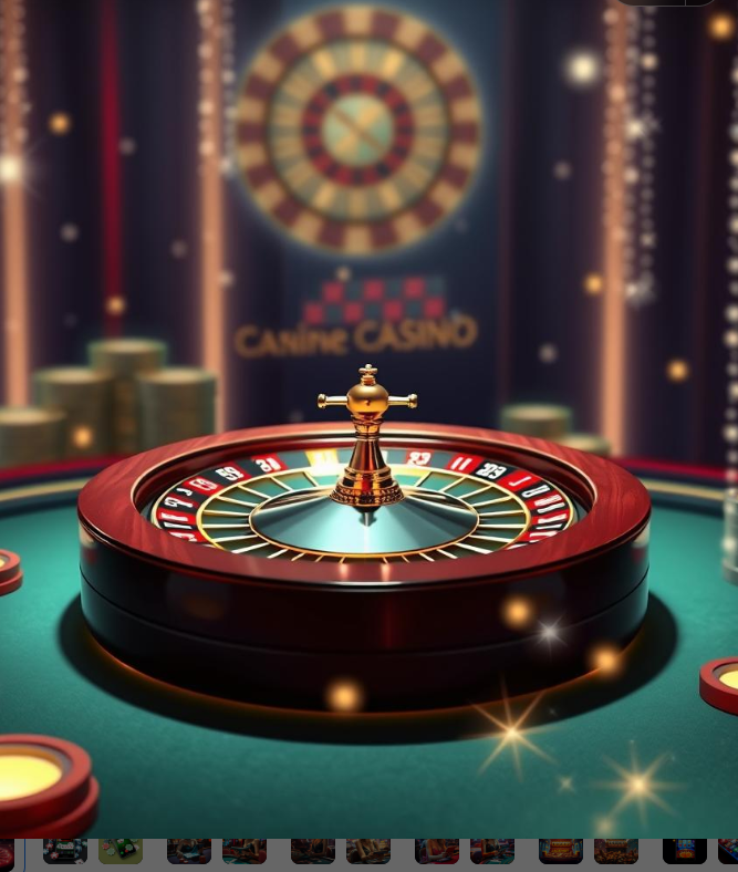 Roulette wheel on a casino table.